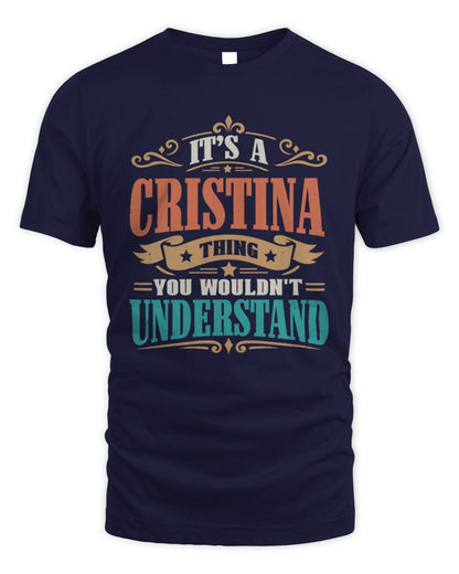 It’s a Name Thing Personalized Retro T-Shirt CRISTINA M1-47 / Unisex Standard T-Shirt / navy