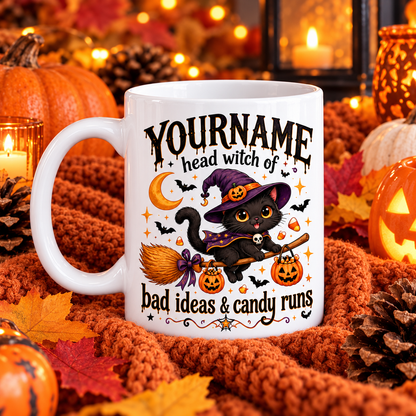 Your Name Head Witch Of Bad Ideas & Candy Runs - Personalized Mug