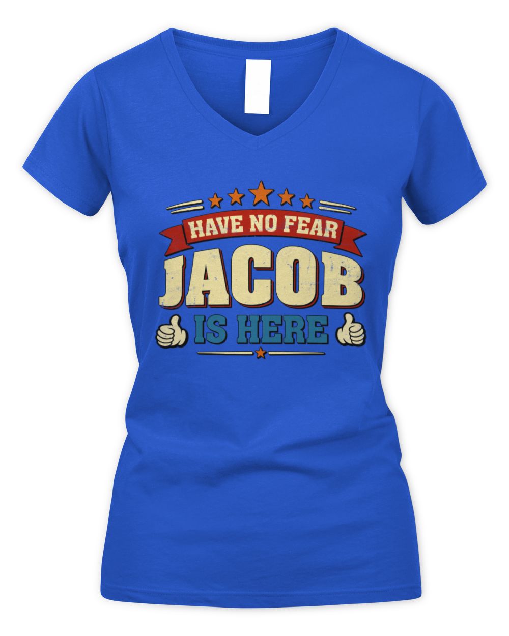 Have No Fear Your Name Is Here Cool Graphic T-Shirt JACOB M1-71 / Women's V-Neck T-Shirt / royal