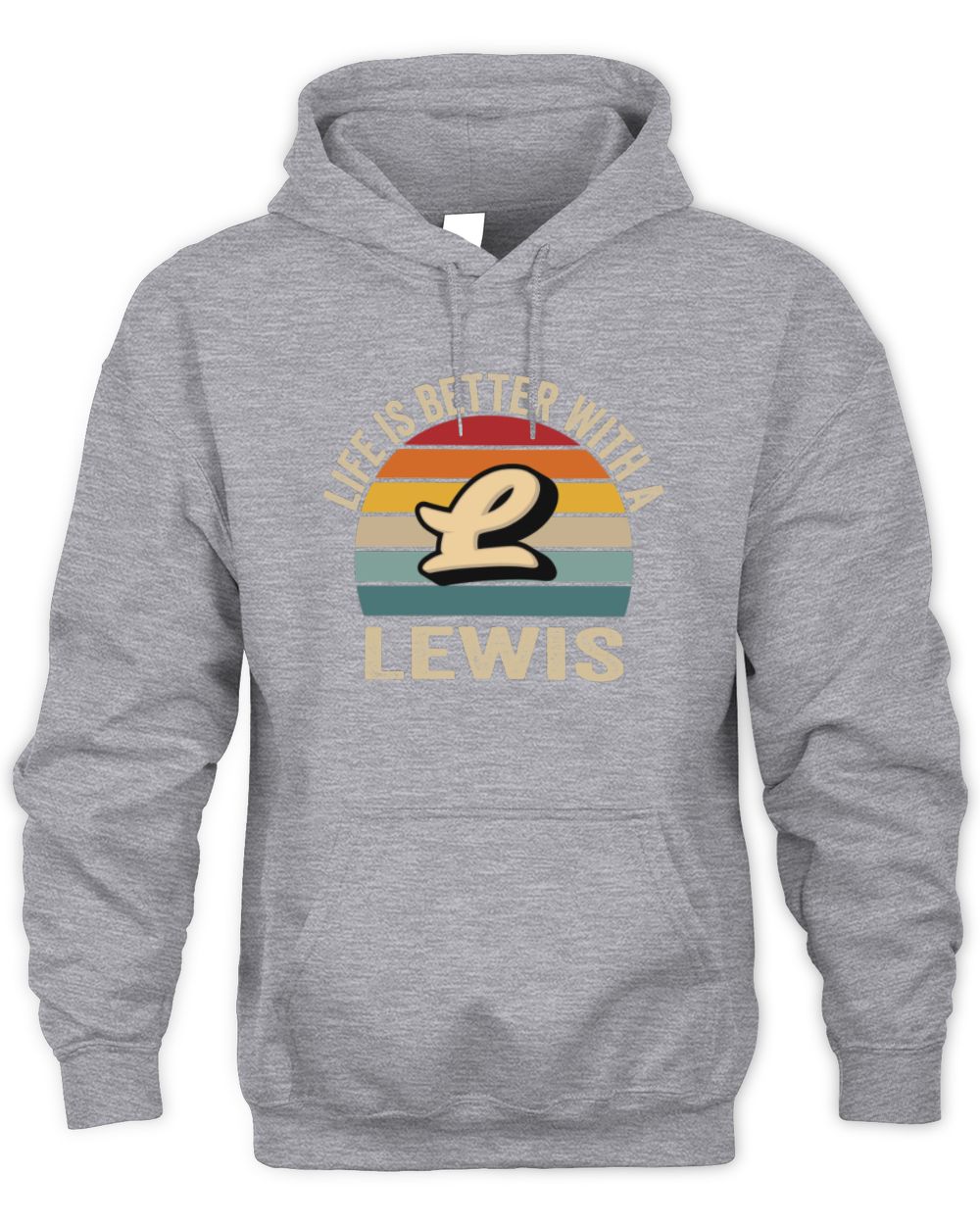 Life Is Better with Name Vintage Sun Shirt LEWIS M1-50 / Unisex Hoodie / sport grey