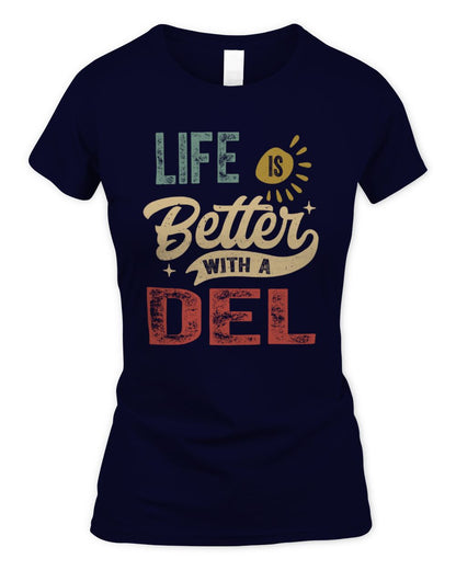 Life Is Better With a Name Personalized Retro T-Shirt DEL-48 / Women's Standard T-Shirt / navy