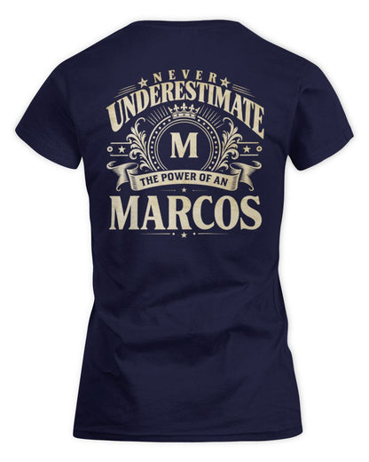 Never Underestimate Your Name Luxury Logo Shirt MARCOS M1-63 / Women's Standard T-Shirt / navy