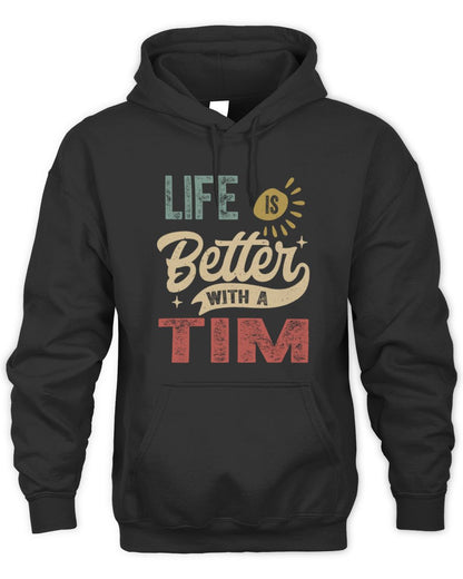 Life Is Better With a Name Personalized Retro T-Shirt TIM-48 / Unisex Hoodie / black