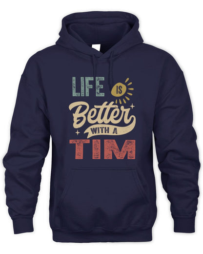 Life Is Better With a Name Personalized Retro T-Shirt TIM-48 / Unisex Hoodie / navy