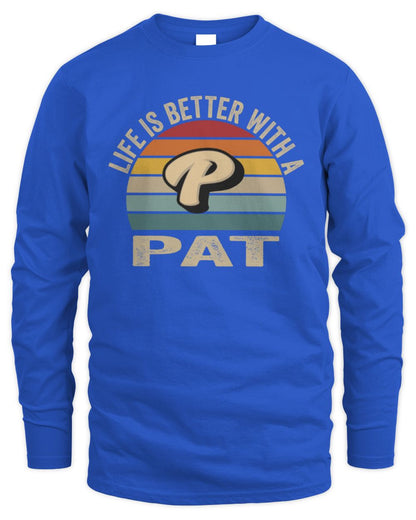 Life Is Better with Name Vintage Sun Shirt PAT M1-50 / Men's Long Sleeved T-Shirt / royal