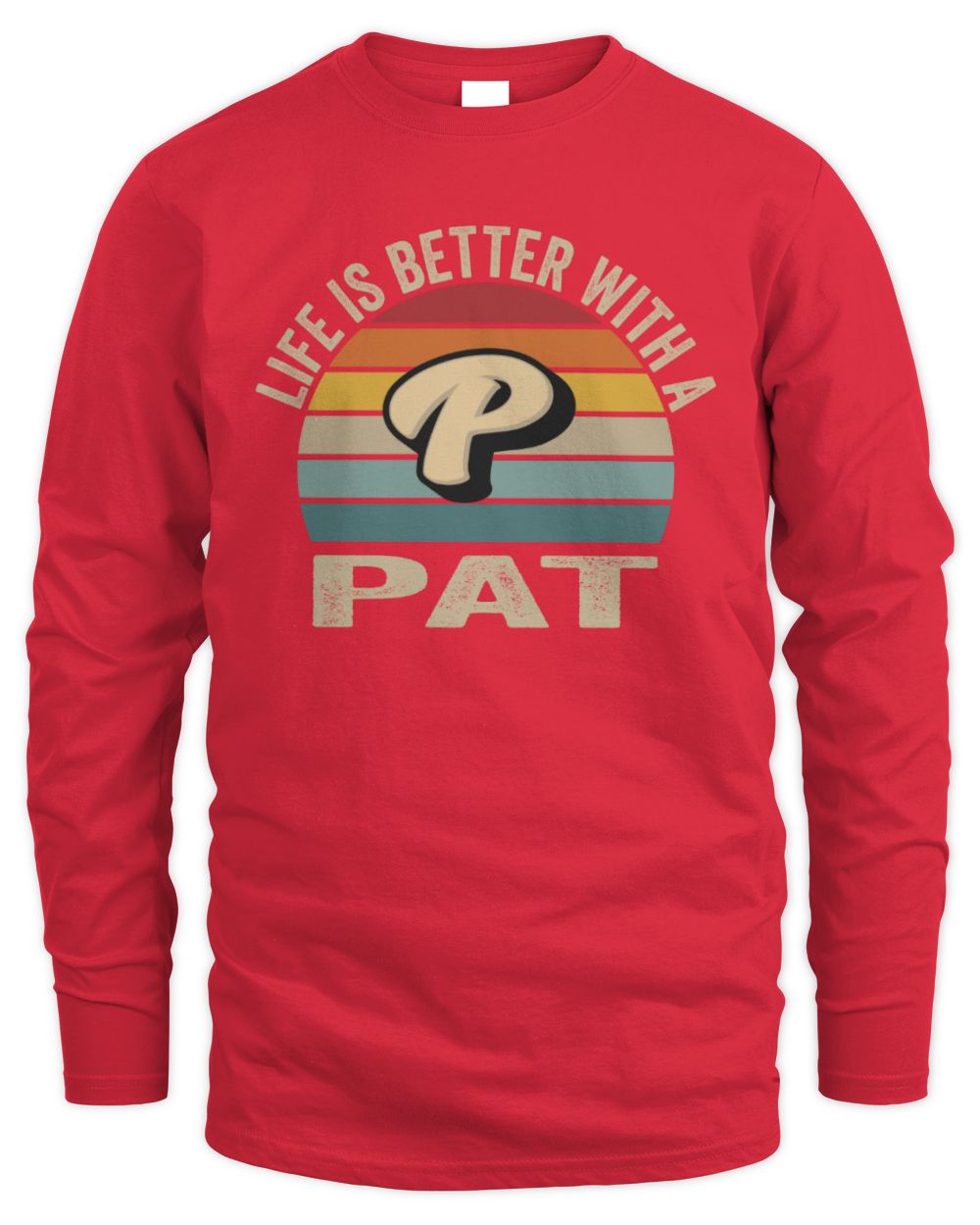 Life Is Better with Name Vintage Sun Shirt PAT M1-50 / Men's Long Sleeved T-Shirt / red