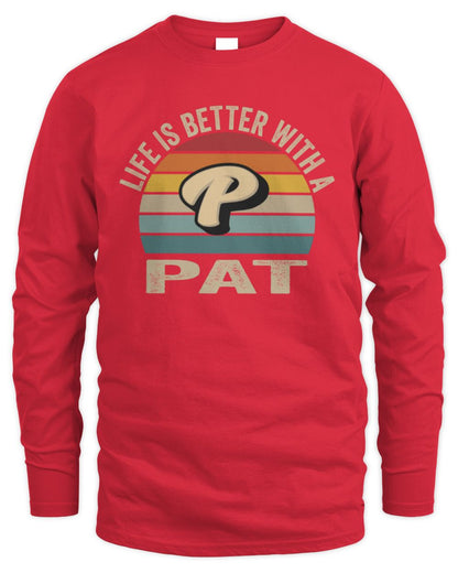 Life Is Better with Name Vintage Sun Shirt PAT M1-50 / Men's Long Sleeved T-Shirt / red
