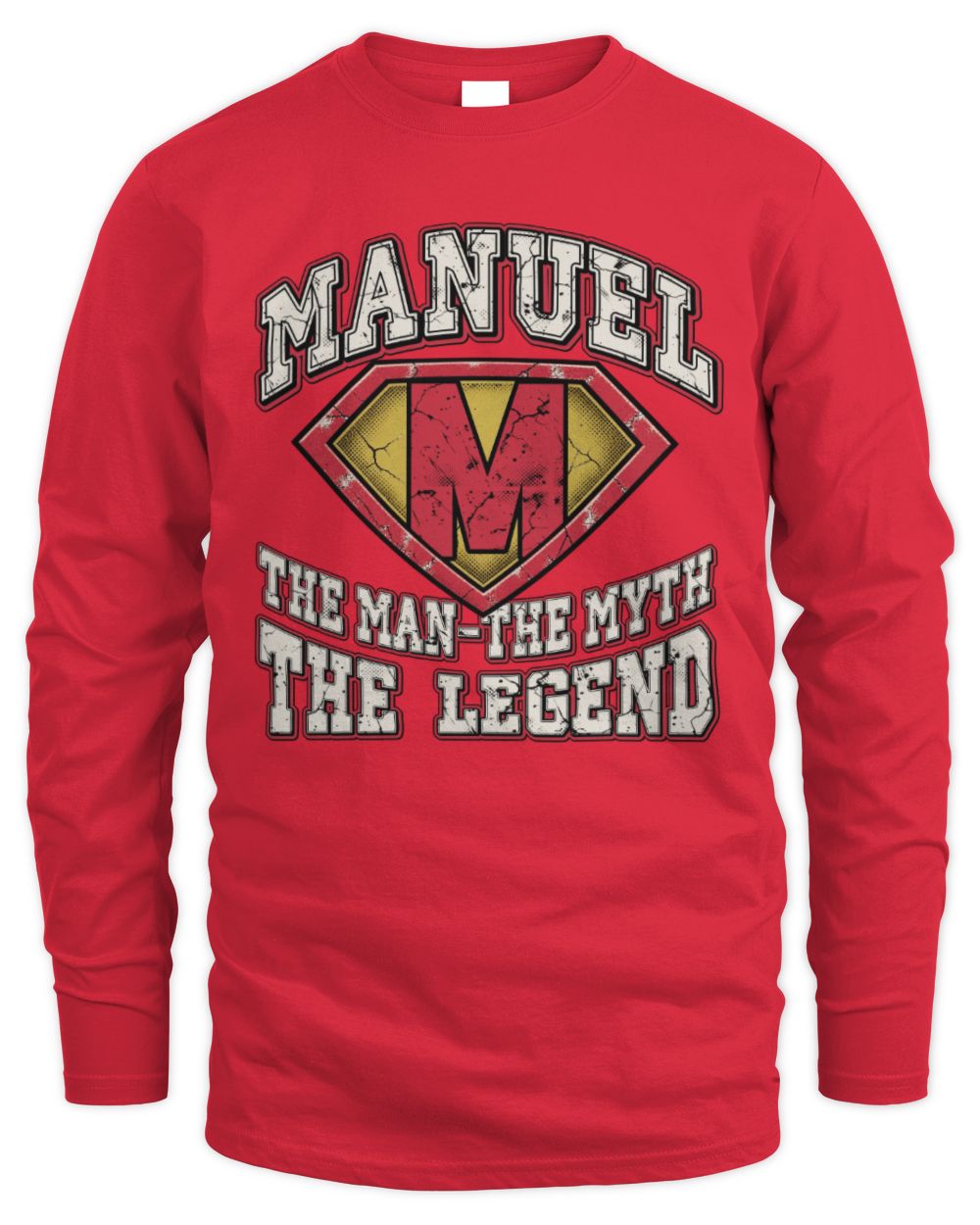 The Man The Myth The Legend Superman Graphic T-Shirt MANUEL M1-74 / Men's Long Sleeved T-Shirt / red