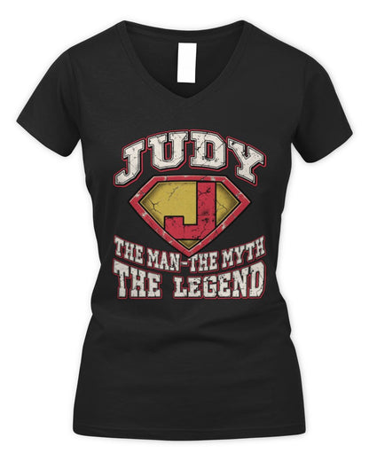 The Man The Myth The Legend Superman Graphic T-Shirt JUDY M1-74 / Women's V-Neck T-Shirt / black