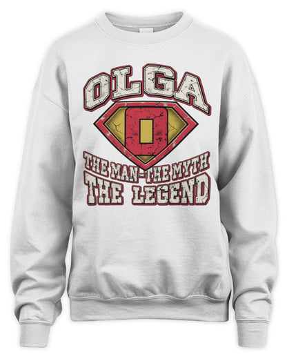 The Man The Myth The Legend Superman Graphic T-Shirt OLGA M1-74 / Unisex Sweatshirt / white