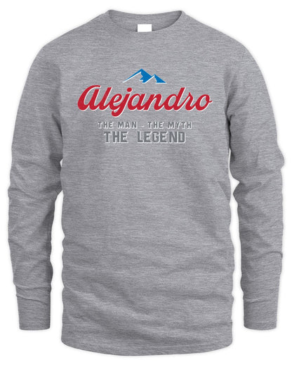 The Man The Myth The Legend Coors Light Beer T-Shirt ALEJANDRO M1-S84 / Men's Long Sleeved T-Shirt / sport grey