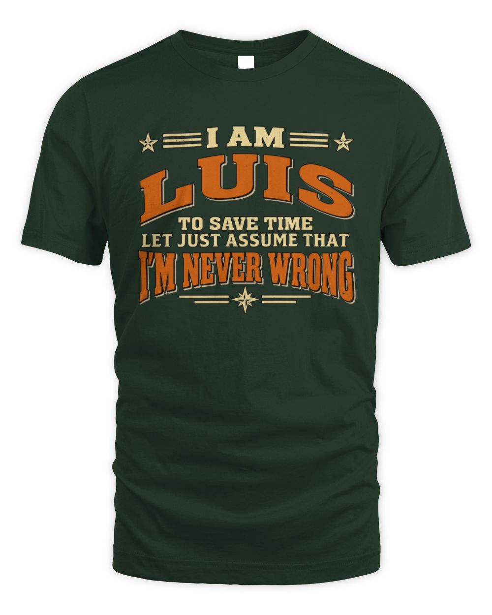 I'm Name Let's Just Assume I'm Never Wrong Retro Shirt LUIS M1-64 / Unisex Standard T-Shirt / forest green