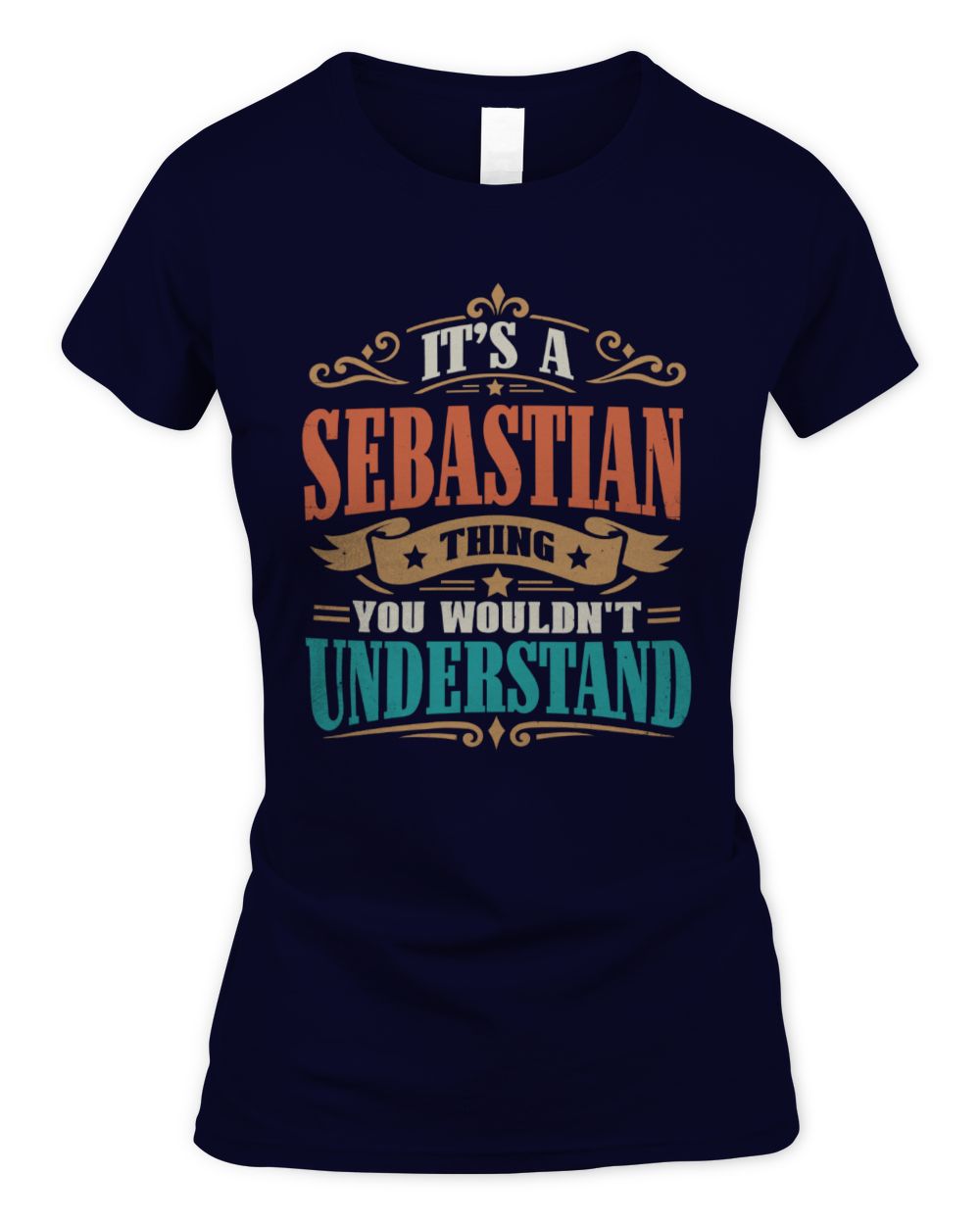 It’s a Name Thing Personalized Retro T-Shirt SEBASTIAN M1-47 / Women's Standard T-Shirt / navy