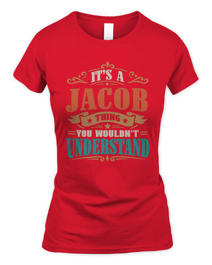 It’s a Name Thing Personalized Retro T-Shirt JACOB M1-47 / Women's Standard T-Shirt / red