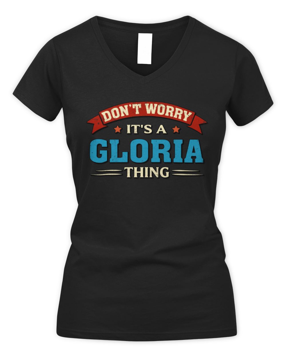 Don't Worry It's a Your Name Thing Funny Retro T-Shirt GLORIA M1-57 / Women's V-Neck T-Shirt / black