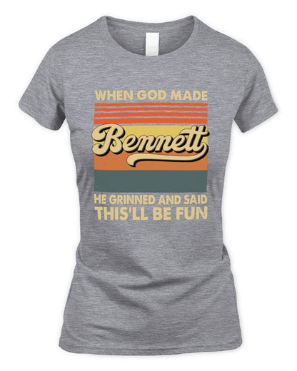 When God Made Your Name He Grinned Vintage T-Shirt BENNETT M1-55 / Women's Standard T-Shirt / sport grey