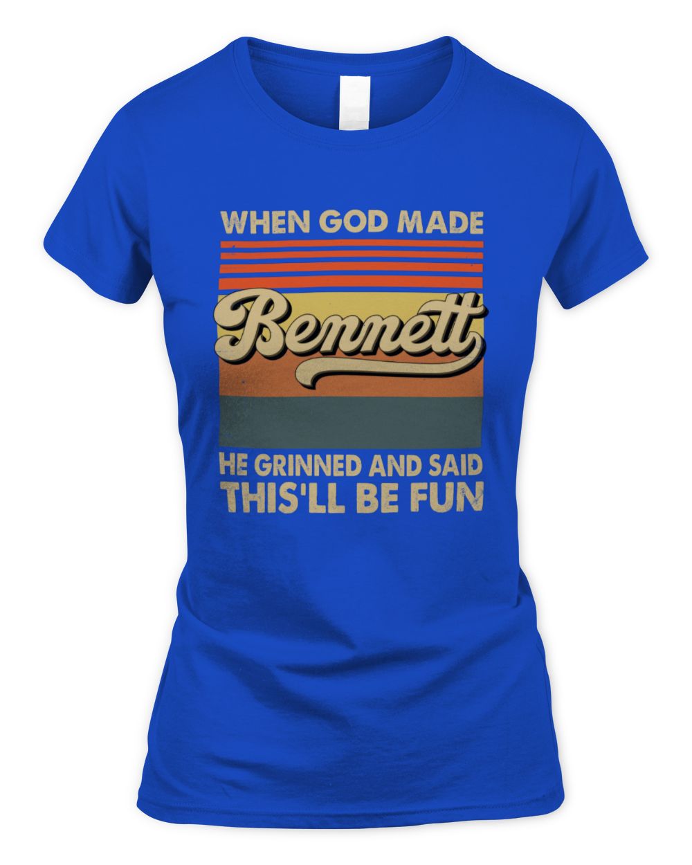 When God Made Your Name He Grinned Vintage T-Shirt BENNETT M1-55 / Women's Standard T-Shirt / royal