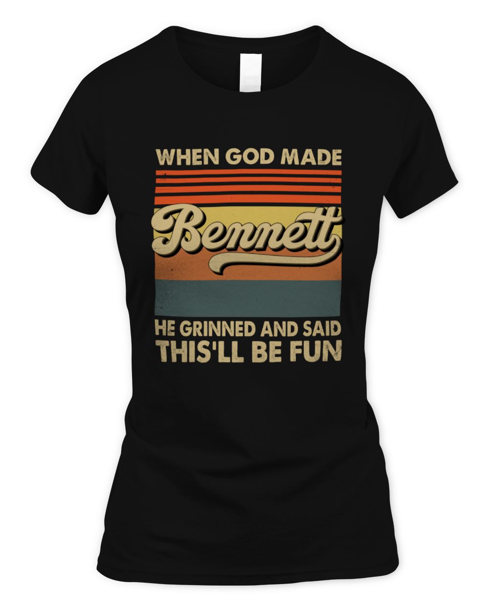 When God Made Your Name He Grinned Vintage T-Shirt BENNETT M1-55 / Women's Standard T-Shirt / black