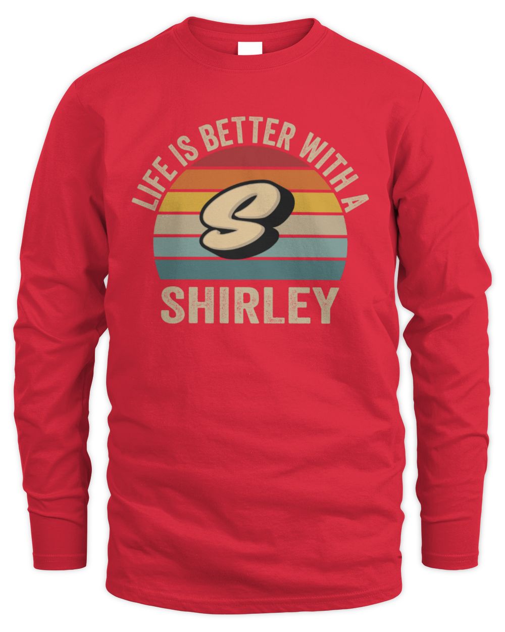 Life Is Better with Name Vintage Sun Shirt SHIRLEY M1-50 / Men's Long Sleeved T-Shirt / red