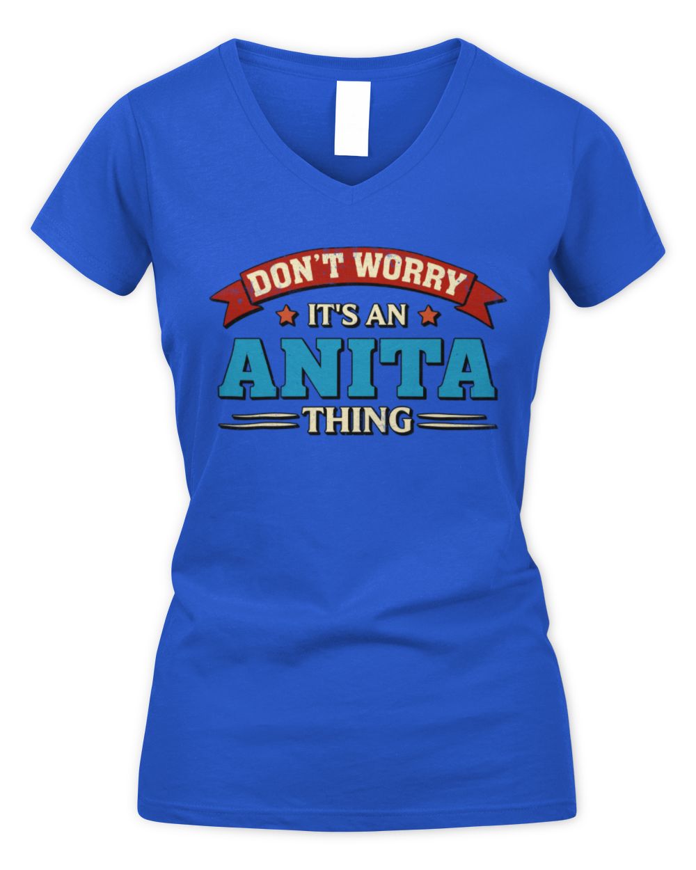 Don't Worry It's a Your Name Thing Funny Retro T-Shirt ANITA M1-57 / Women's V-Neck T-Shirt / royal