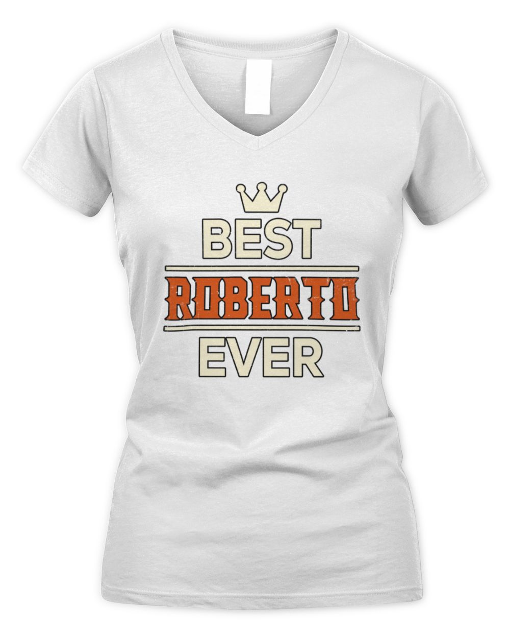 Best Your Name With Crown Shirt ROBERTO M1-59 / Women's V-Neck T-Shirt / white