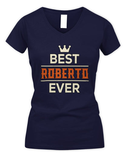 Best Your Name With Crown Shirt ROBERTO M1-59 / Women's V-Neck T-Shirt / navy