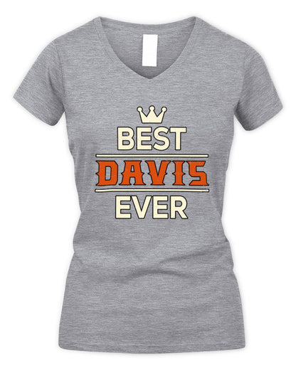 Best Your Name With Crown Shirt DAVIS M1-59 / Women's V-Neck T-Shirt / sport grey