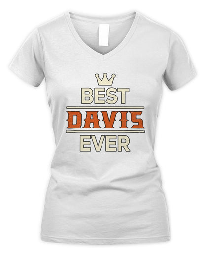 Best Your Name With Crown Shirt DAVIS M1-59 / Women's V-Neck T-Shirt / white