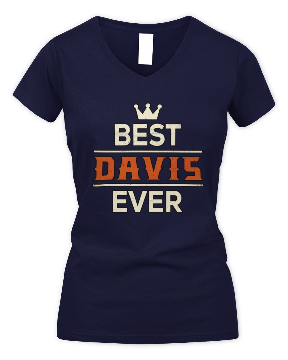 Best Your Name With Crown Shirt DAVIS M1-59 / Women's V-Neck T-Shirt / navy