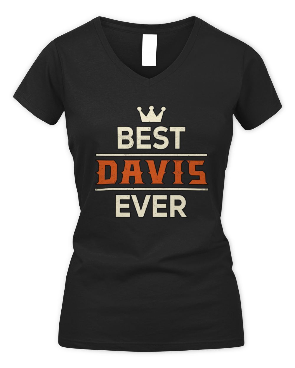 Best Your Name With Crown Shirt DAVIS M1-59 / Women's V-Neck T-Shirt / black