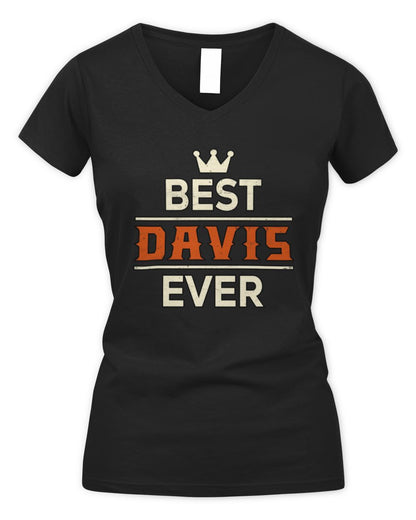 Best Your Name With Crown Shirt DAVIS M1-59 / Women's V-Neck T-Shirt / black