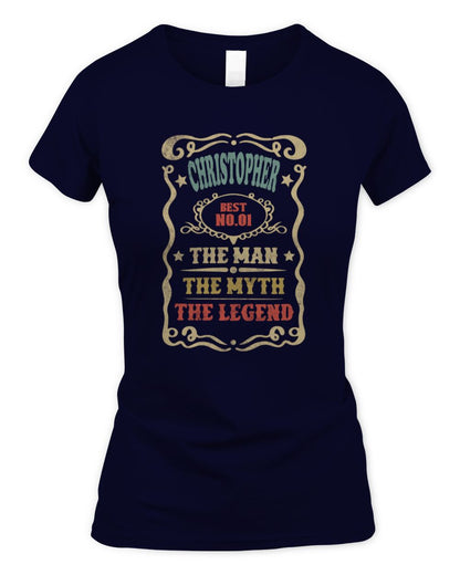 The Man The Myth The Legend Vintage Gold Wine Shirt CHRISTOPHER M1-52 / Women's Standard T-Shirt / navy