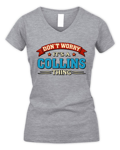 Don't Worry It's a Your Name Thing Funny Retro T-Shirt COLLINS M1-57 / Women's V-Neck T-Shirt / sport grey