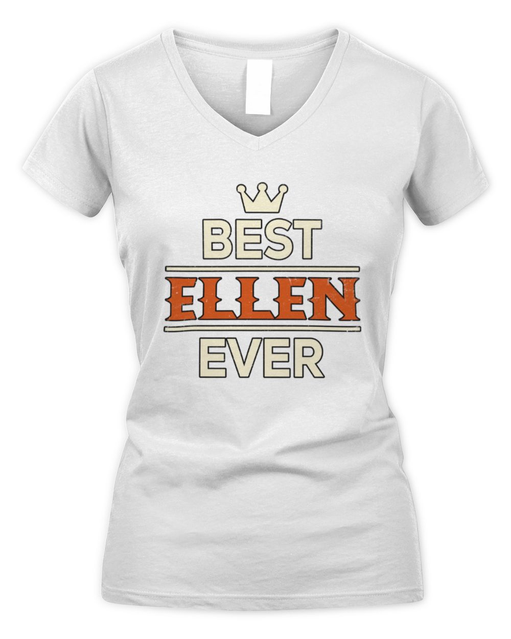 Best Your Name With Crown Shirt ELLEN M1-59 / Women's V-Neck T-Shirt / white