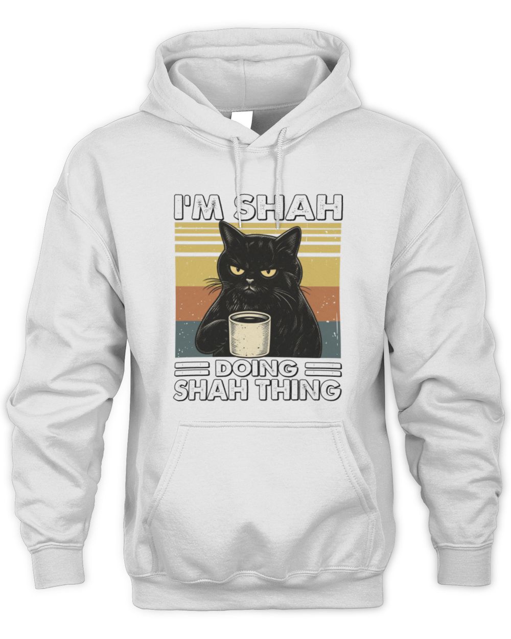 I'm Name Doing Name Thing Grumpy Black Cat Shirt SHAH M1-79 / Unisex Hoodie / white