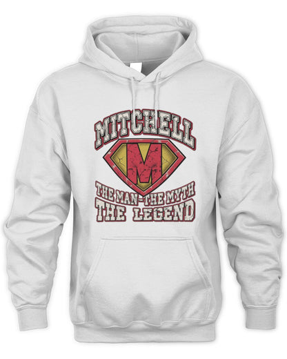 The Man The Myth The Legend Superman Graphic T-Shirt MITCHELL M1-74 / Unisex Hoodie / white