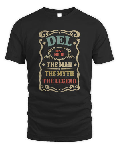 The Man The Myth The Legend Vintage Gold Wine Shirt DEL M1-52 / Unisex Standard T-Shirt / black