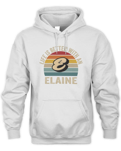 Life Is Better with Name Vintage Sun Shirt ELAINE M1-50 / Unisex Hoodie / white