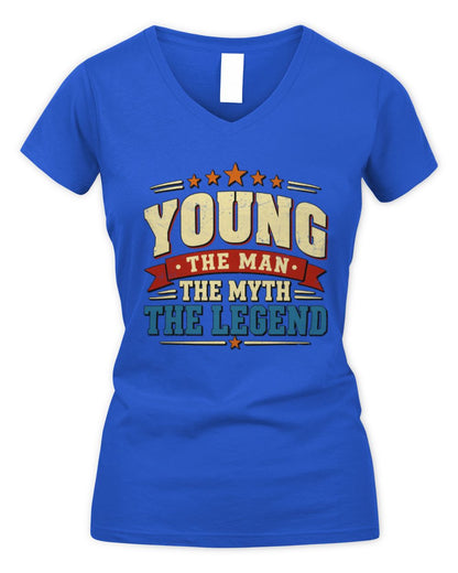 The Man The Myth The Legend Ribbon Vintage T-Shirt YOUNG M1-56 / Women's V-Neck T-Shirt / royal
