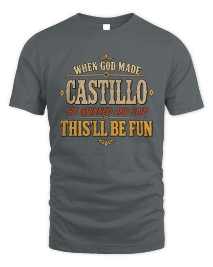 When God Made Your Name Funny Western T-Shirt CASTILLO M1-81 / Unisex Standard T-Shirt / charcoal