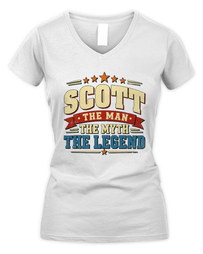 The Man The Myth The Legend Ribbon Vintage T-Shirt SCOTT M1-56 / Women's V-Neck T-Shirt / white