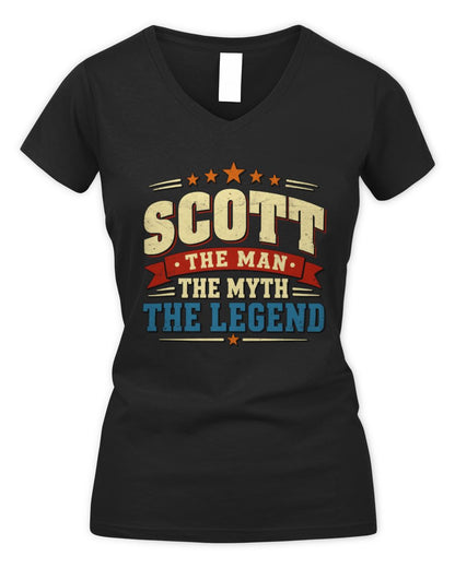 The Man The Myth The Legend Ribbon Vintage T-Shirt SCOTT M1-56 / Women's V-Neck T-Shirt / black