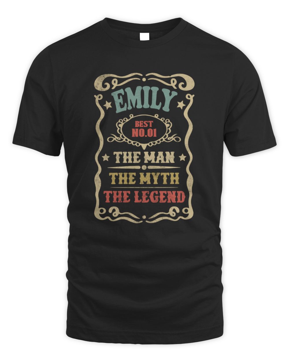 The Man The Myth The Legend Vintage Gold Wine Shirt EMILY M1-52 / Unisex Standard T-Shirt / black