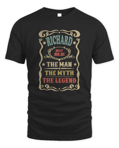 The Man The Myth The Legend Vintage Gold Wine Shirt RICHARD M1-52 / Unisex Standard T-Shirt / black