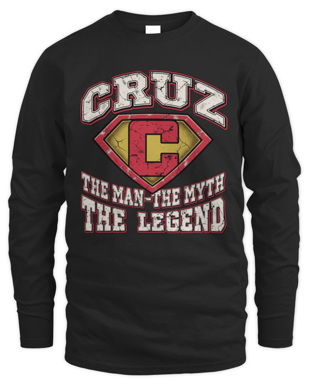 The Man The Myth The Legend Superman Graphic T-Shirt CRUZ M1-74 / Men's Long Sleeved T-Shirt / black