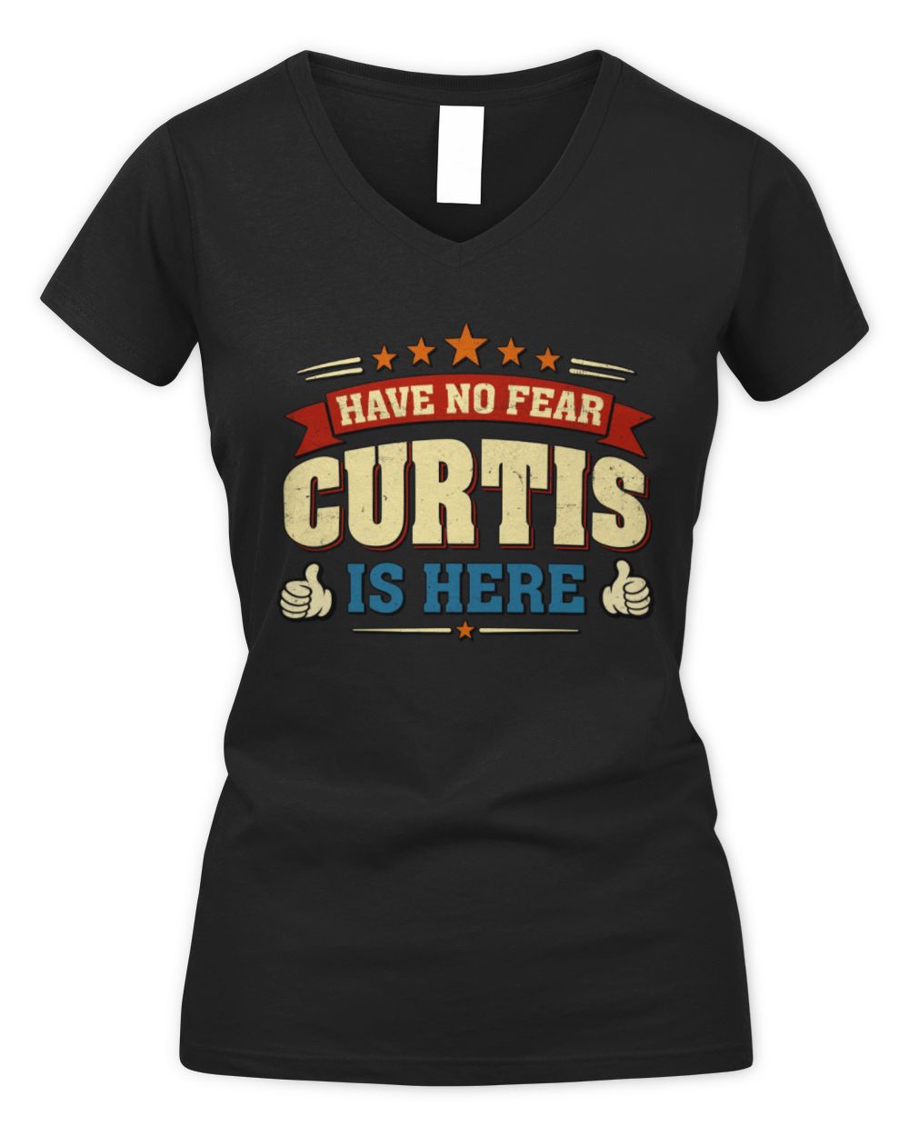 Have No Fear Your Name Is Here Cool Graphic T-Shirt CURTIS M1-71 / Women's V-Neck T-Shirt / black