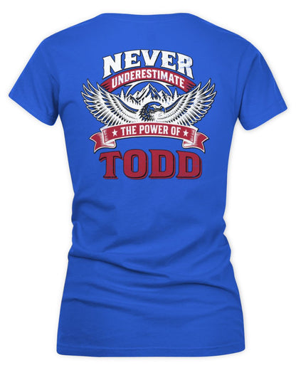 Never Underestimate Your Name Eagle Mountain Shirt TODD M1-61 / Women's V-Neck T-Shirt / royal
