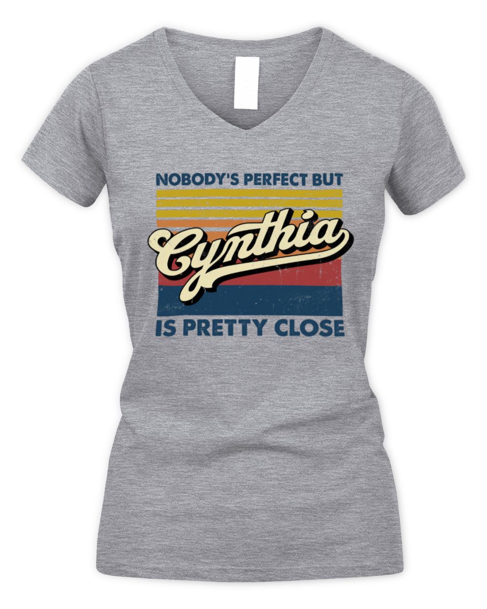 Nobody's Perfect But Your Name Is Pretty Close Retro Shirt CYNTHIA M1-65 / Women's V-Neck T-Shirt / sport grey