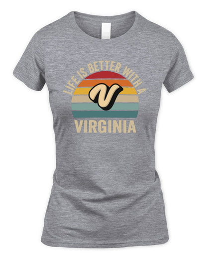 Life Is Better with Name Vintage Sun Shirt VIRGINIA M1-50 / Women's Standard T-Shirt / sport grey