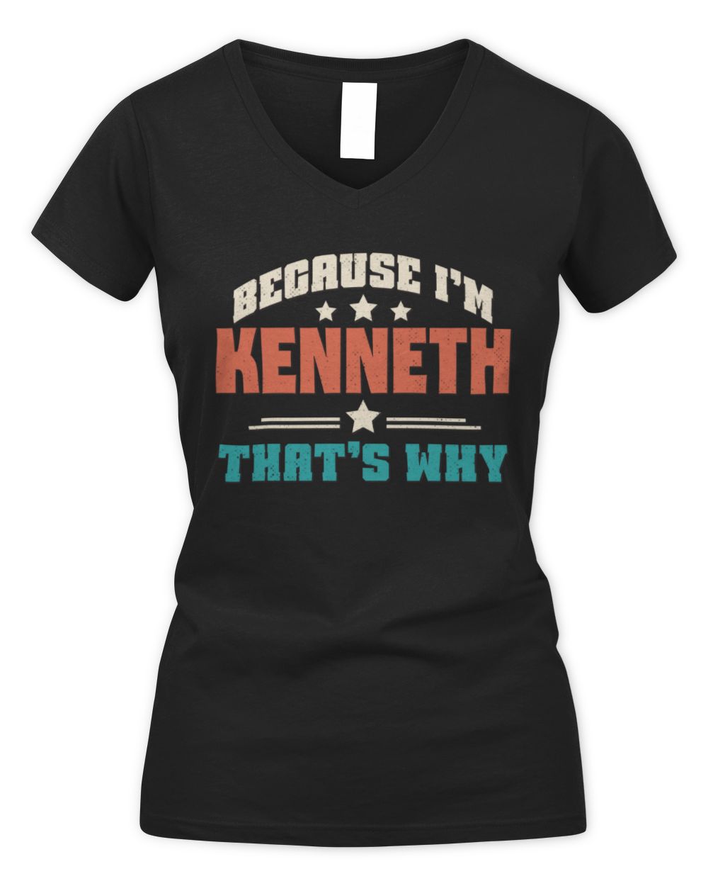 Because I'm Name That's Why Personalized Retro Shirt KENNETH-49 / Women's V-Neck T-Shirt / black